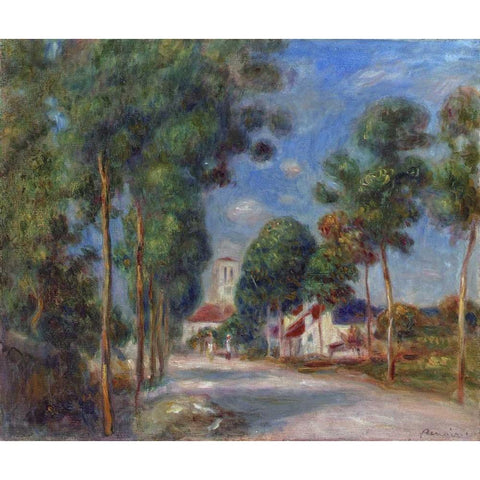 Entree du village dEssoyes Black Modern Wood Framed Art Print by Renoir, Pierre-Auguste