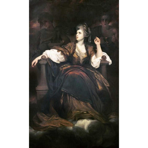 Mrs. Siddons As The Tragic Muse White Modern Wood Framed Art Print by Reynolds, Joshua