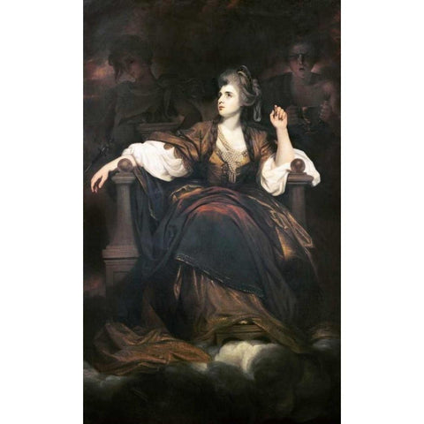 Mrs. Siddons As The Tragic Muse Black Modern Wood Framed Art Print with Double Matting by Reynolds, Joshua