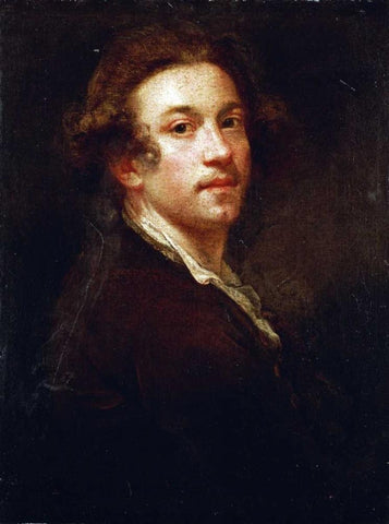 Self-Portrait of The Artist White Modern Wood Framed Art Print with Double Matting by Reynolds, Sir Joshua