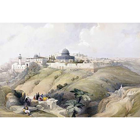 View of Jerusalem Black Modern Wood Framed Art Print with Double Matting by Roberts, David