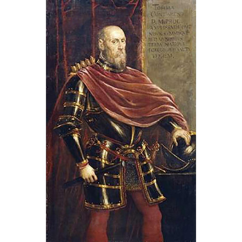 Portrait of Tommaso Contarini Black Modern Wood Framed Art Print with Double Matting by Robusti, Jacopo