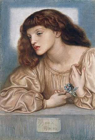 May Morris Black Ornate Wood Framed Art Print with Double Matting by Rossetti, Dante Gabriel