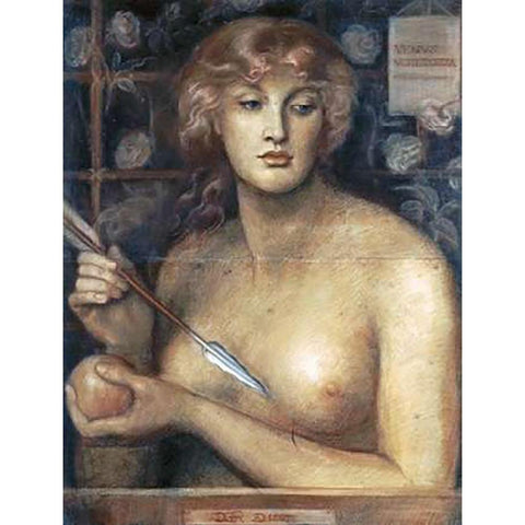 Venus Verticordia Gold Ornate Wood Framed Art Print with Double Matting by Rossetti, Dante Gabriel