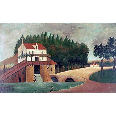 The Mill Gold Ornate Wood Framed Art Print with Double Matting by Rousseau, Henri