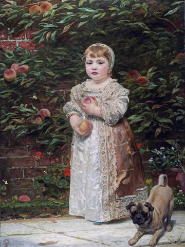 Peaches White Modern Wood Framed Art Print with Double Matting by Sant, James