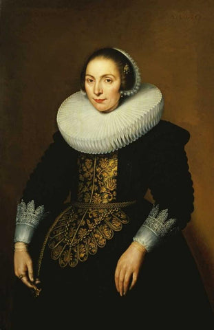 Portrait of a Lady White Modern Wood Framed Art Print with Double Matting by Sarburgh, Bartholomeus