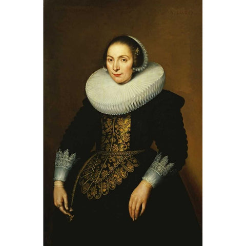 Portrait of a Lady White Modern Wood Framed Art Print by Sarburgh, Bartholomeus
