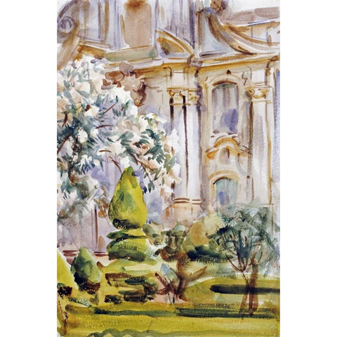 Palace and Gardens, Spain Black Modern Wood Framed Art Print with Double Matting by Sargent, John Singer