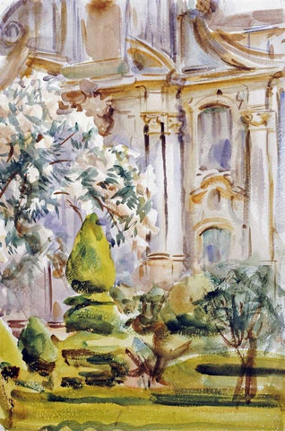 Palace and Gardens, Spain White Modern Wood Framed Art Print with Double Matting by Sargent, John Singer