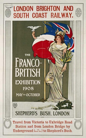 The Franco-British Exhibition, 1908 White Modern Wood Framed Art Print with Double Matting by Sifken, Hill