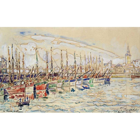 Les Sable DOlonne White Modern Wood Framed Art Print by Signac, Paul