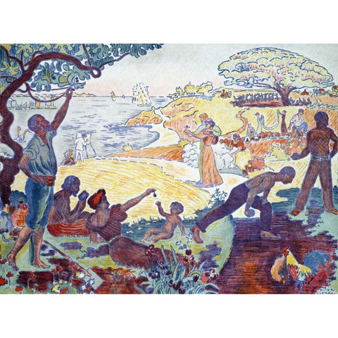 Time of Harmony Gold Ornate Wood Framed Art Print with Double Matting by Signac, Paul