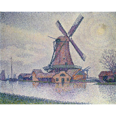 Moulin DEdam White Modern Wood Framed Art Print by Signac, Paul