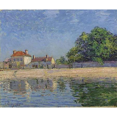 Bords Du Loing, Saint-Mammes Gold Ornate Wood Framed Art Print with Double Matting by Sisley, Alfred