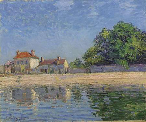 Bords Du Loing, Saint-Mammes White Modern Wood Framed Art Print with Double Matting by Sisley, Alfred