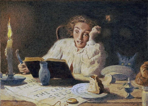 The Ghost Story Black Ornate Wood Framed Art Print with Double Matting by Smallfield, Frederick