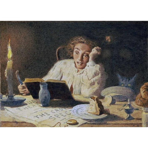 The Ghost Story White Modern Wood Framed Art Print by Smallfield, Frederick