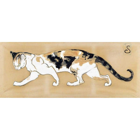 The Cat White Modern Wood Framed Art Print by Steinlen, Theophile