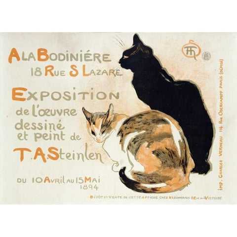 A La Bodiniere Black Modern Wood Framed Art Print with Double Matting by Steinlen, Theophile