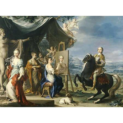 Equestrian Portrait of a Nobleman Black Modern Wood Framed Art Print with Double Matting by Stern, Ignaz