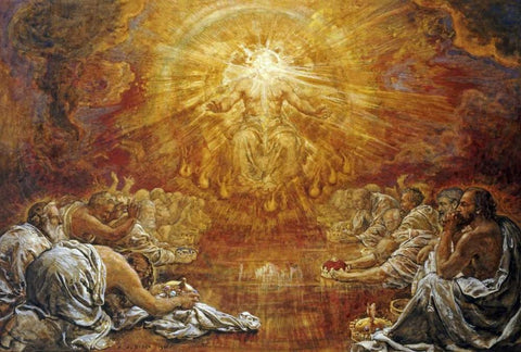 The Four and Twenty Elders Black Ornate Wood Framed Art Print with Double Matting by Stock, Henry John