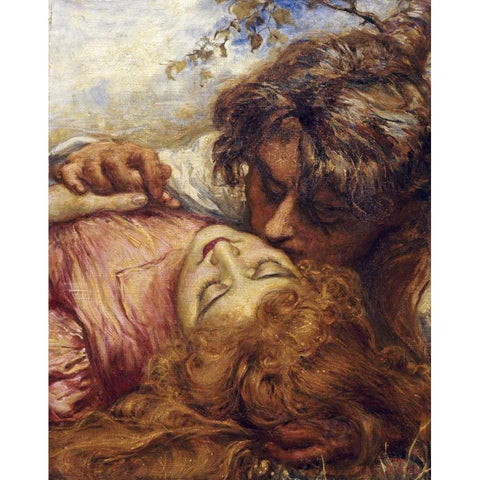 The Kiss White Modern Wood Framed Art Print by Stock, Henry John