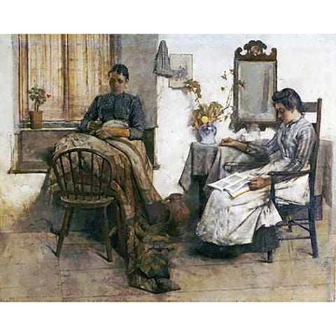 Quiet Moments Black Modern Wood Framed Art Print with Double Matting by Tayler, Albert Chevallier