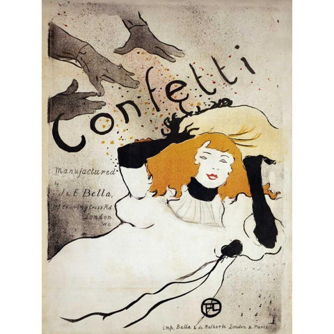 Confetti Gold Ornate Wood Framed Art Print with Double Matting by Toulouse-Lautrec, Henri
