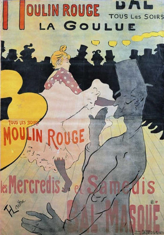 Moulin Rouge, La Goulue Black Ornate Wood Framed Art Print with Double Matting by Toulouse-Lautrec, Henri