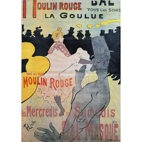 Moulin Rouge, La Goulue Black Modern Wood Framed Art Print by Toulouse-Lautrec, Henri