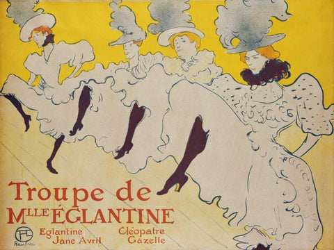 La Troupe De Mademoiselle Eglantine Black Ornate Wood Framed Art Print with Double Matting by Toulouse-Lautrec, Henri