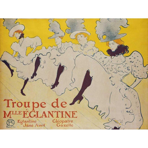 La Troupe De Mademoiselle Eglantine White Modern Wood Framed Art Print by Toulouse-Lautrec, Henri