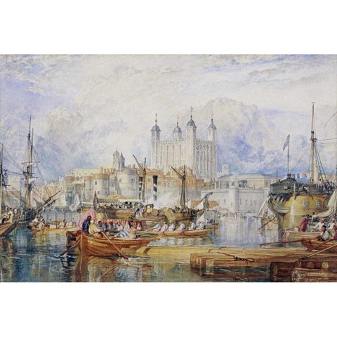 The Tower of London Black Modern Wood Framed Art Print with Double Matting by Turner, Joseph M.W.