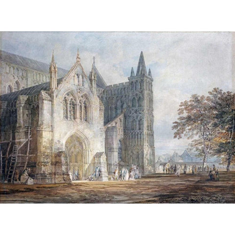 The North Porch of Salisbury Cathedral Black Modern Wood Framed Art Print with Double Matting by Turner, Joseph M.W.