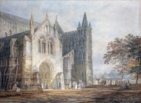 The North Porch of Salisbury Cathedral Black Ornate Wood Framed Art Print with Double Matting by Turner, Joseph M.W.