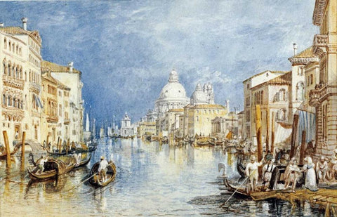 The Grand Canal, Venice White Modern Wood Framed Art Print with Double Matting by Turner, Joseph M.W.