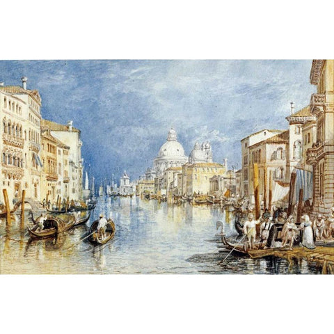 The Grand Canal, Venice Gold Ornate Wood Framed Art Print with Double Matting by Turner, Joseph M.W.