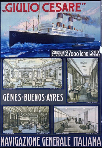 Navigazione Generale Italiana, Giulio Cesare White Modern Wood Framed Art Print with Double Matting by Unknown