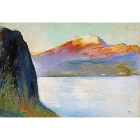 Sea View Gold Ornate Wood Framed Art Print with Double Matting by Ury, Lesser