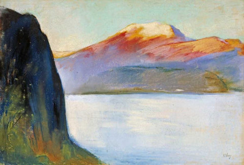 Sea View White Modern Wood Framed Art Print with Double Matting by Ury, Lesser