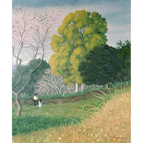 The Green Tree, Cagnes Gold Ornate Wood Framed Art Print with Double Matting by Vallotton, Felix