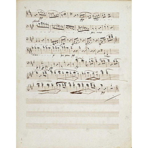 Manuscripts of The Quartet In a Minor Opus 132 Gold Ornate Wood Framed Art Print with Double Matting by Beethoven, Ludwig Van