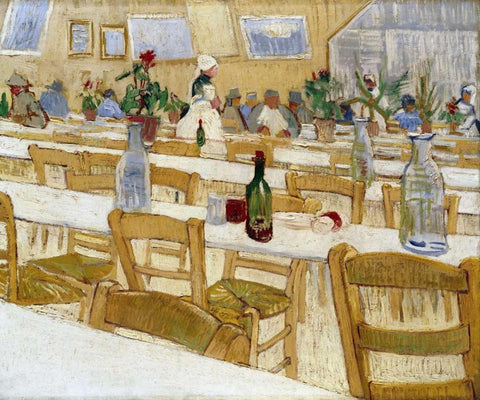 A Restaurant Interior White Modern Wood Framed Art Print with Double Matting by Van Gogh, Vincent