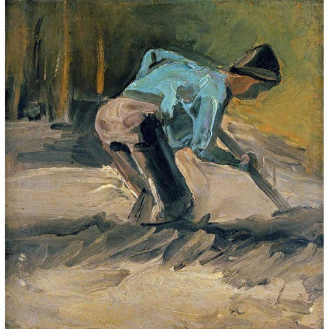 Man at Work White Modern Wood Framed Art Print by Van Gogh, Vincent