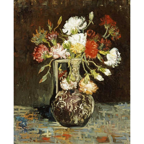 Bouquet De Fleurs Black Modern Wood Framed Art Print with Double Matting by Van Gogh, Vincent