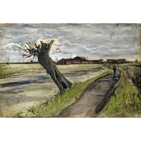 Pollard Willow White Modern Wood Framed Art Print by Van Gogh, Vincent