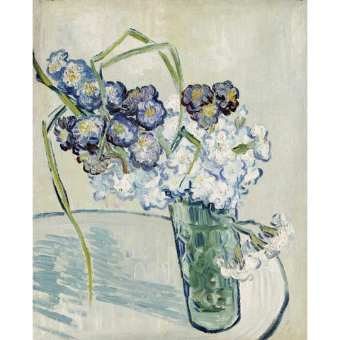 Still Life, Vase of Carnations White Modern Wood Framed Art Print by Van Gogh, Vincent