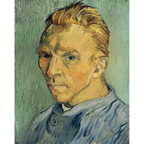 Self Portrait Without Beard Gold Ornate Wood Framed Art Print with Double Matting by Van Gogh, Vincent