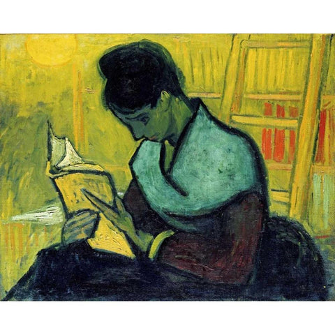 A Novel Reader White Modern Wood Framed Art Print by Van Gogh, Vincent